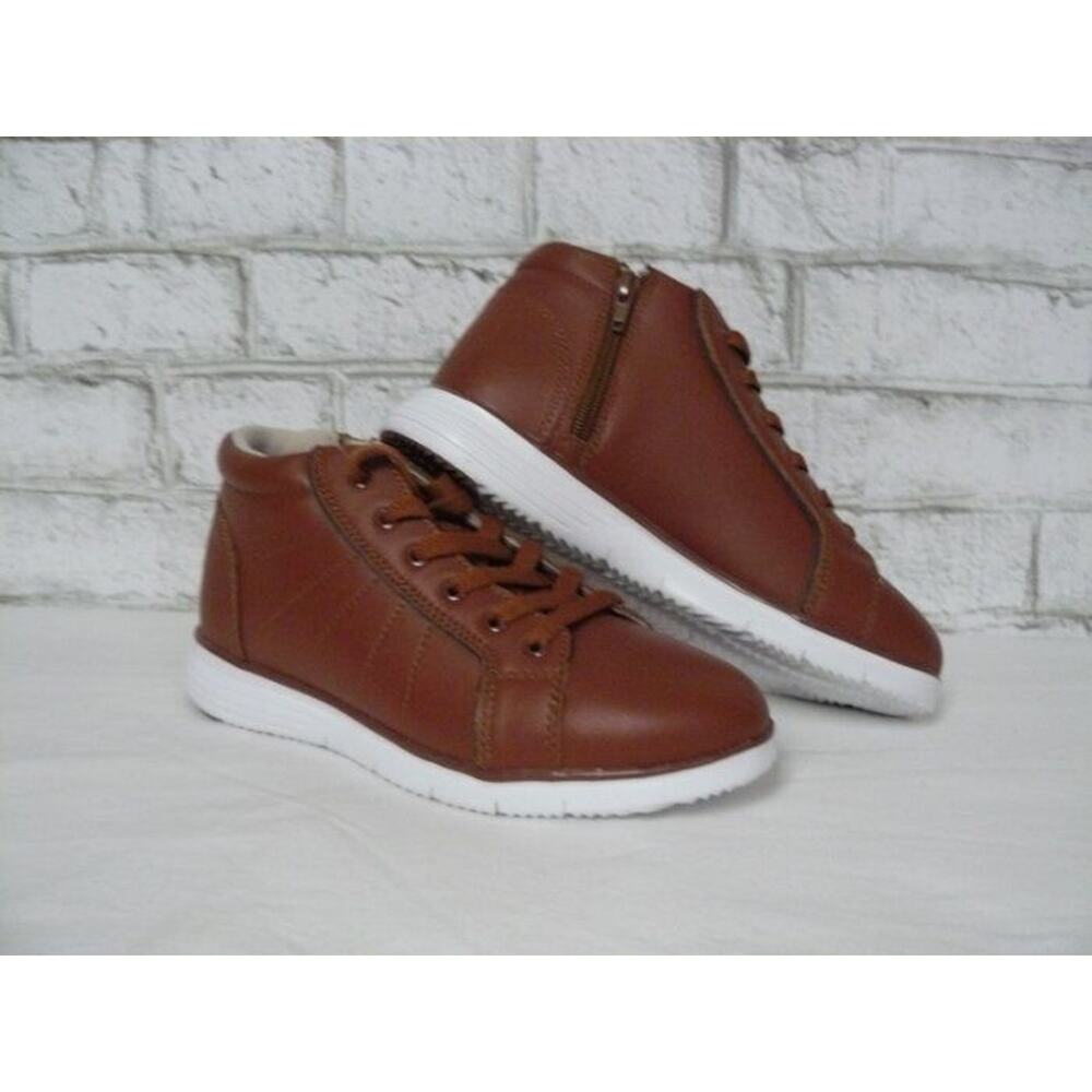 $95 Propet Tan Travelfit Leather Booties Lace Up Comfort Shoes 6 NEW